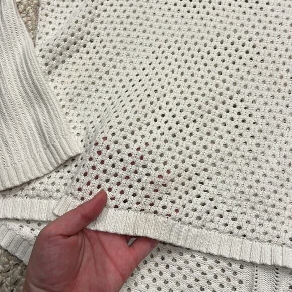 Prana Parker White Organic Cotton Open Knit Sweater Sz L Casual Outdoor Summer - Picture 4 of 6